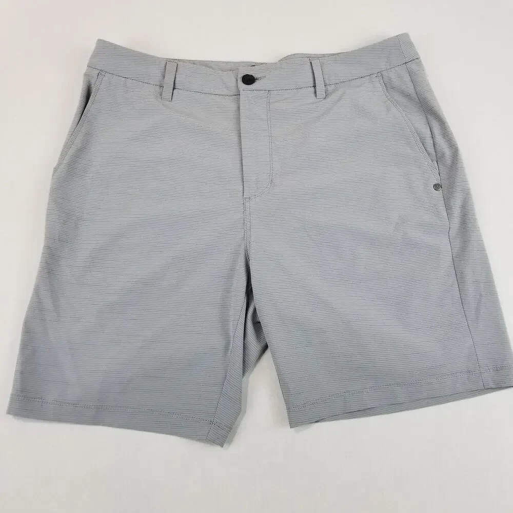Vuori Shorts Mens 33 Gray Stripe Stretch Chino 6 In Inseam Travel Casual Golf